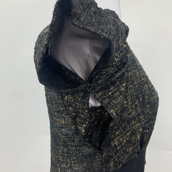 Arden B Top Womens S Lace Metallic Non Iron Scoop Neck Flutter Cap Sleeve Blouse - Picture 5 of 12